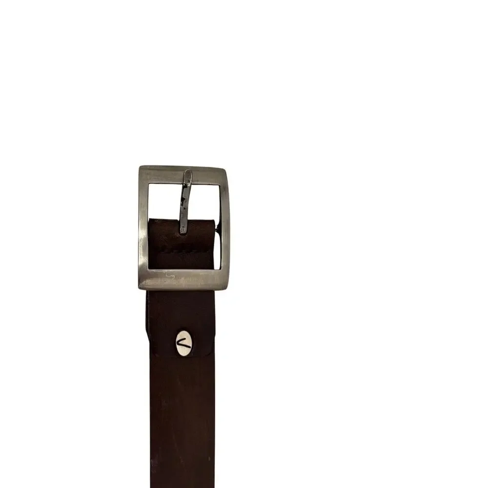 Velez Artisan Leather Goods Brown Leather Silver Nickle Buckle Belt Size 32